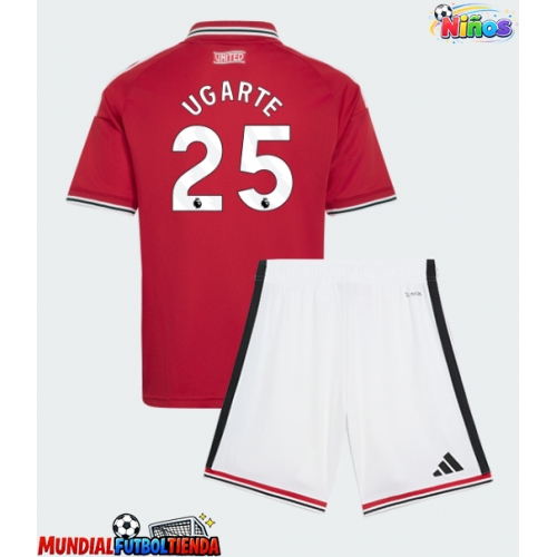 Camiseta Manchester United Manuel Ugarte #25 Primera Equipación Replica 2026-27 para niños mangas cortas (+ Pantalones cortos)